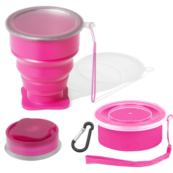Collapsible Silicone Folding Cup - Reusable Portable Mug for Travel, Camping, Hiking, Survival, Car, Picnic, Beach, Holiday, Outdoor Sports - Rose